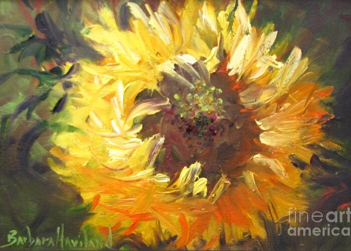 Flower Greeting Card featuring the painting Sunflower by Barbara Haviland