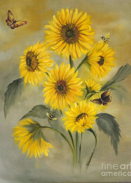 Sunflowers Greeting Card featuring the painting Sunflower Bouquet by Carol Sweetwood