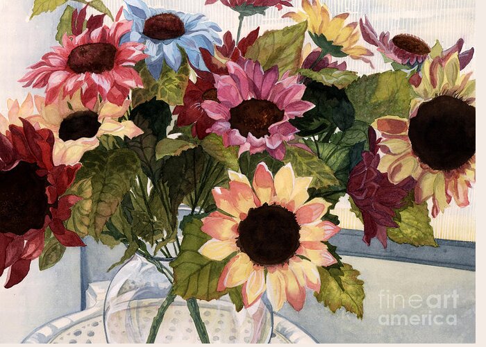 Flowers Greeting Card featuring the painting Sunflowers by Barbara Jewell