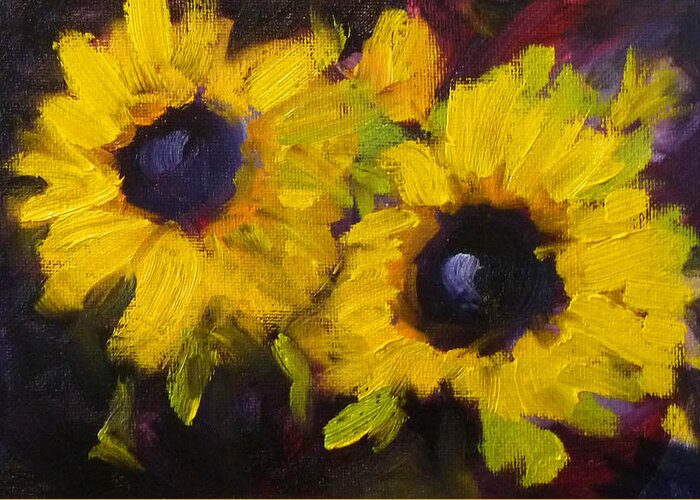Nancy Merkle Greeting Card featuring the painting Sunflowers by Nancy Merkle
