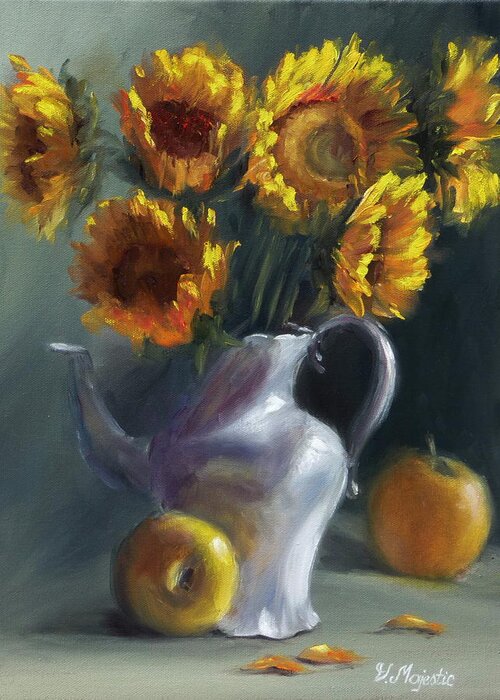 Sunflowers Greeting Card featuring the painting Sunflowers by Viktoria K Majestic
