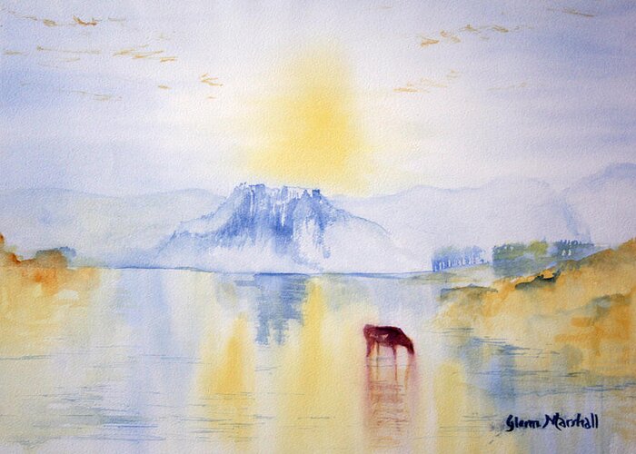 Glenn Marshall Artist Greeting Card featuring the painting Sunrise at Norham Castle by Glenn Marshall
