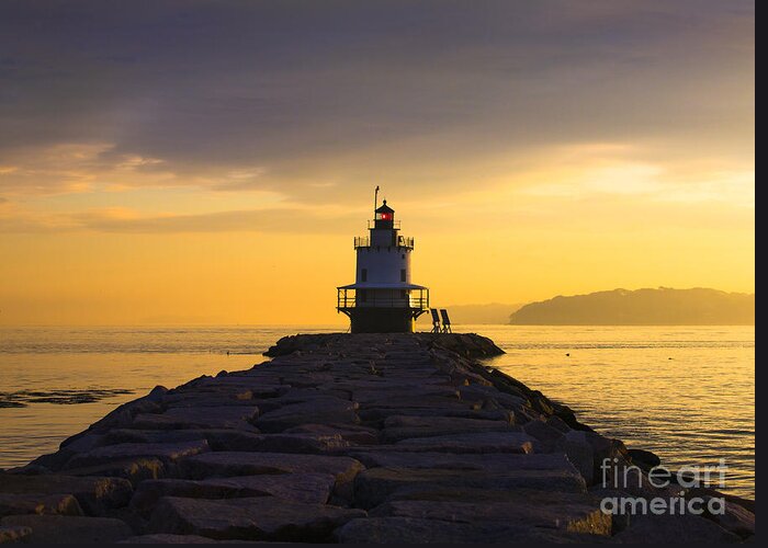 Lighthouse Greeting Card featuring the photograph Sunrise at Spring Point Lighthouse by Diane Diederich