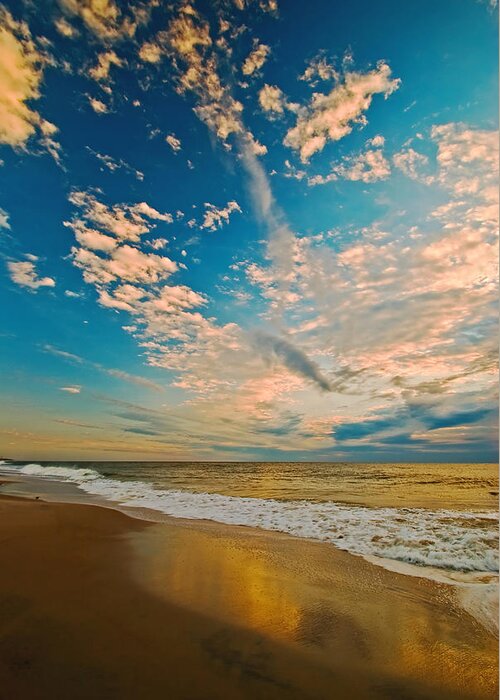 Seashore Greeting Card featuring the photograph Sunrise coming at the shore. by Bill Jonscher