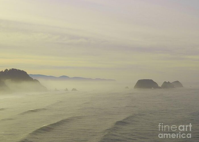 Rocks Greeting Card featuring the photograph Sunrise Fog by Gallery Of Hope 