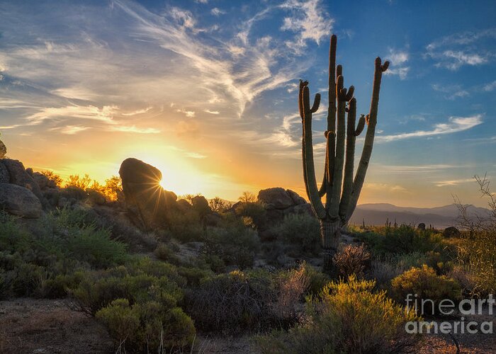 Ezpixels.com Greeting Card featuring the photograph Sunrise on Granite Mountain by Marianne Jensen