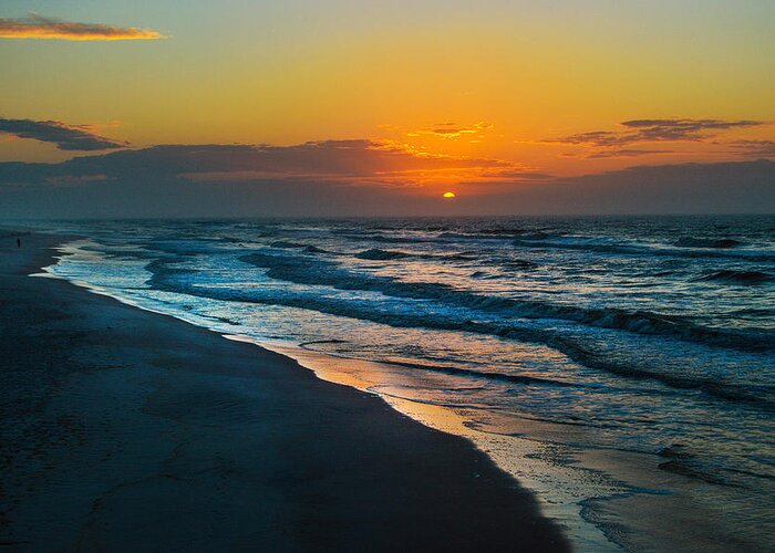 Palm Greeting Card featuring the digital art Sunrise on the Lonely Beach by Michael Thomas