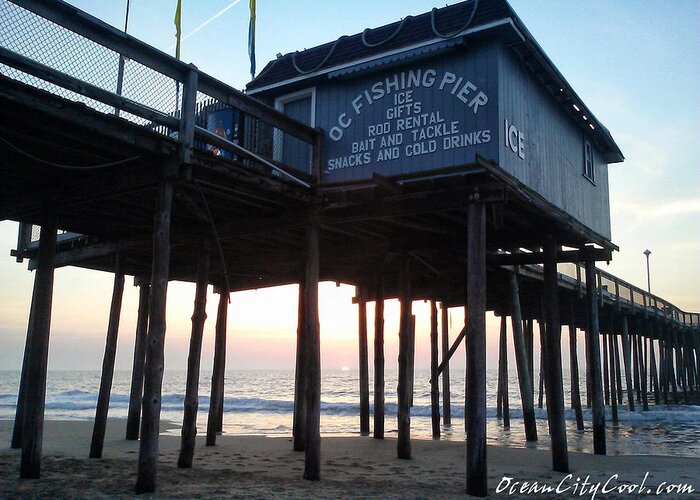 Sunrise Greeting Card featuring the photograph Sunrise Under the OC Fishing Pier by Robert Banach