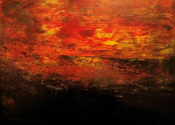  Greeting Card featuring the mixed media Sunset by Aimee Bruno