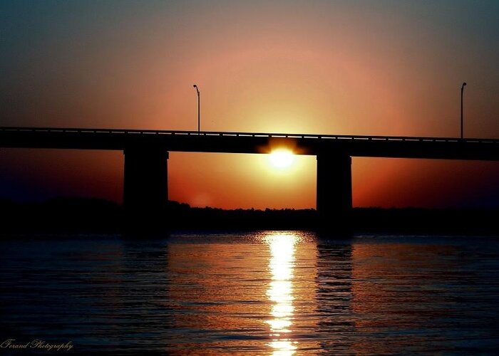 Sunset Greeting Card featuring the photograph Sunset and Bridge by Debra Forand