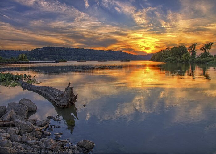 Cooks Landing Greeting Card featuring the photograph Sunset at Cook's Landing - Arkansas River by Jason Politte