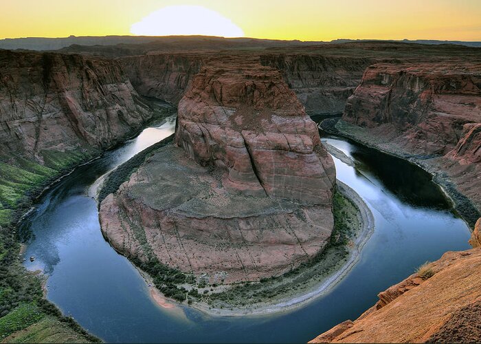 Horseshoe Bend Greeting Card featuring the photograph Sunset At Horseshoe Bend by Dan Myers