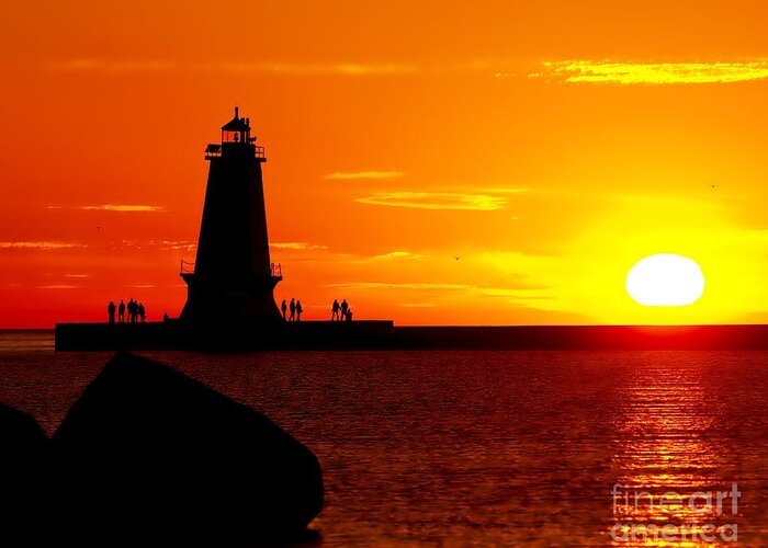 America Greeting Card featuring the photograph Sunset at Ludington by Nick Zelinsky Jr