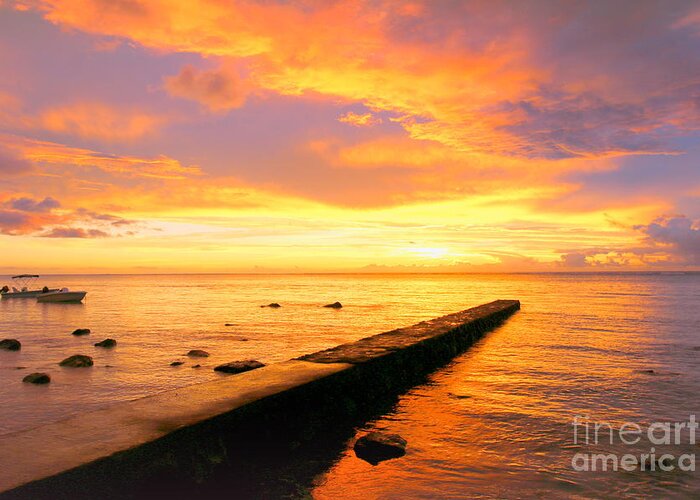Sunset Greeting Card featuring the photograph Sunset at Mauritius by Amanda Mohler