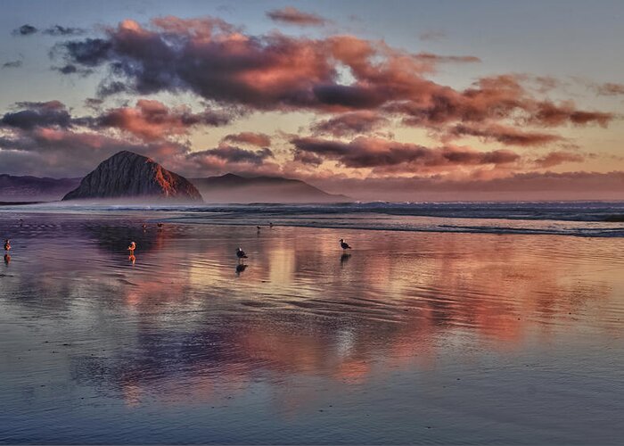 Morro Bay Greeting Card featuring the photograph Sunset at Morro Strand by Beth Sargent