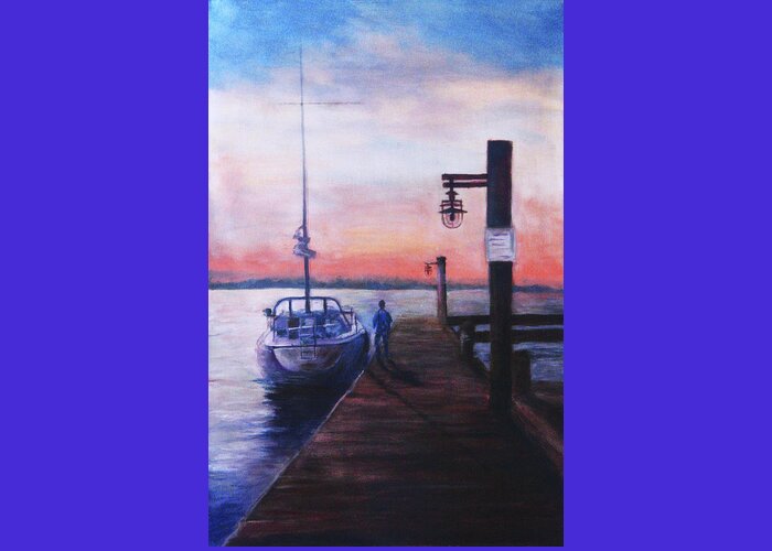 Watercolor Greeting Card featuring the painting Sunset at Rocky Point by Sher Nasser