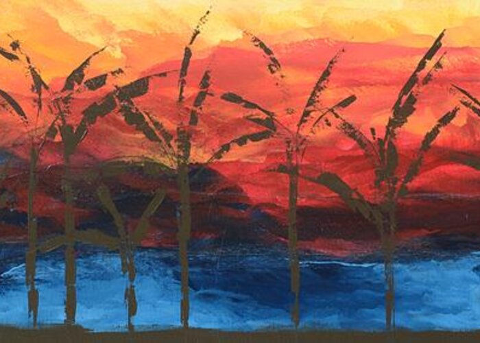 Sunset Beach Greeting Card featuring the painting Sunset Beach by Linda Bailey
