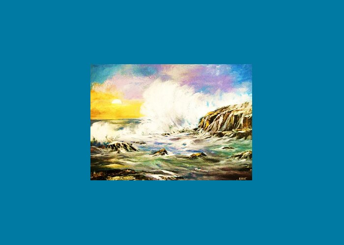 Seascapes Greeting Card featuring the painting Sunset Breakers by Al Brown