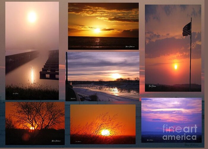 Collages Greeting Card featuring the photograph Sunset collage by Yumi Johnson