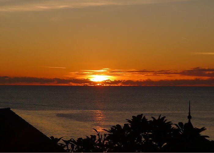  Greeting Card featuring the photograph Sunset from Terrace - St. Lucia 2 by Nora Boghossian
