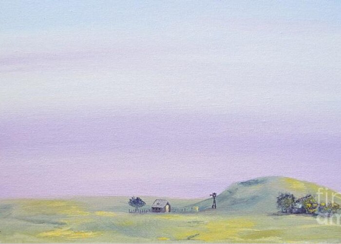 Field Greeting Card featuring the painting Sunset Glow by Laurianna Taylor