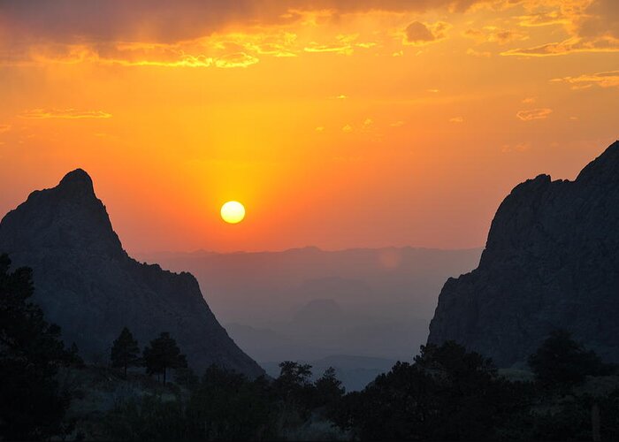 Orange Greeting Card featuring the photograph Sunset in Big Bend National Park by Frank Madia