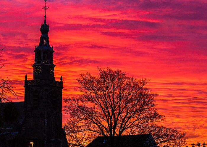 Gouda Greeting Card featuring the photograph Sunset in Gouda-1 by Casper Cammeraat