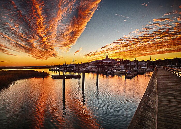 Sunset Greeting Card featuring the photograph Sunset in Murells Inlet by Bill Barber