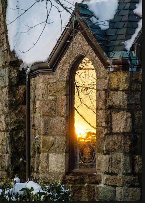 Church Greeting Card featuring the photograph Sunset in the Window by Jennifer Kano