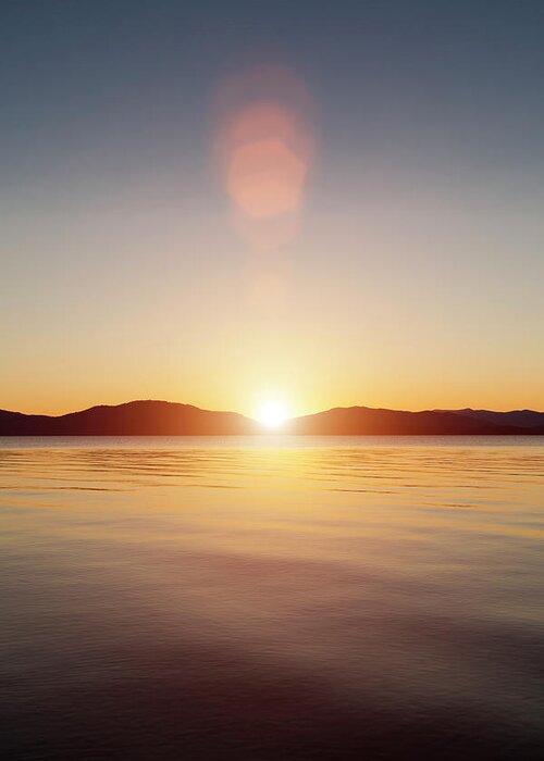 Dawn Greeting Card featuring the photograph Sunset On Lake Pend Oreille, Idaho by Inhauscreative