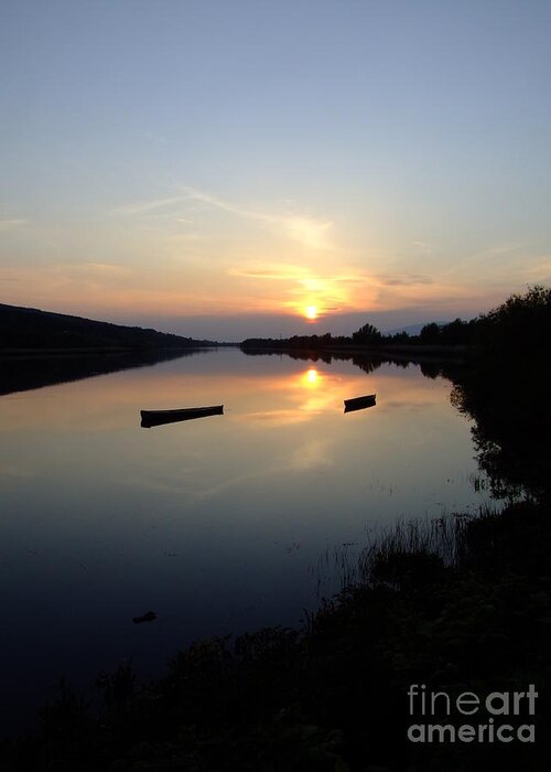 Sunset Greeting Card featuring the photograph Sunset on the river Suir by Joe Cashin