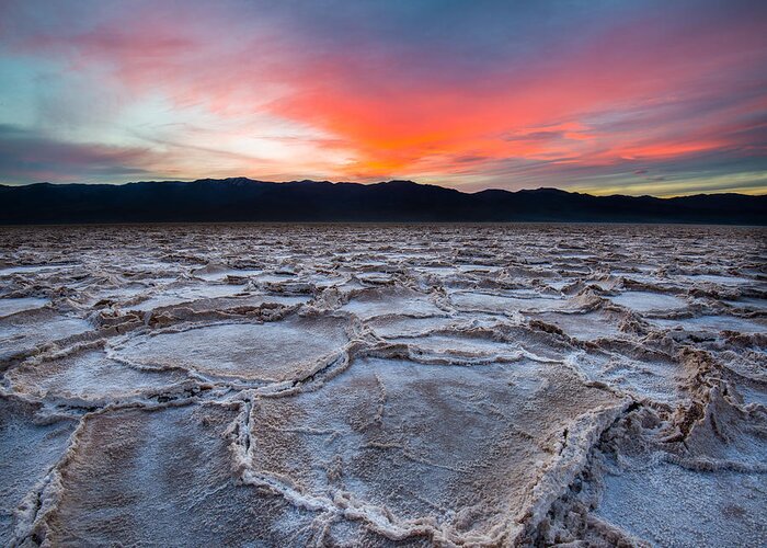 Sunset Greeting Card featuring the photograph Sunset Over Badwater by Mark Rogers
