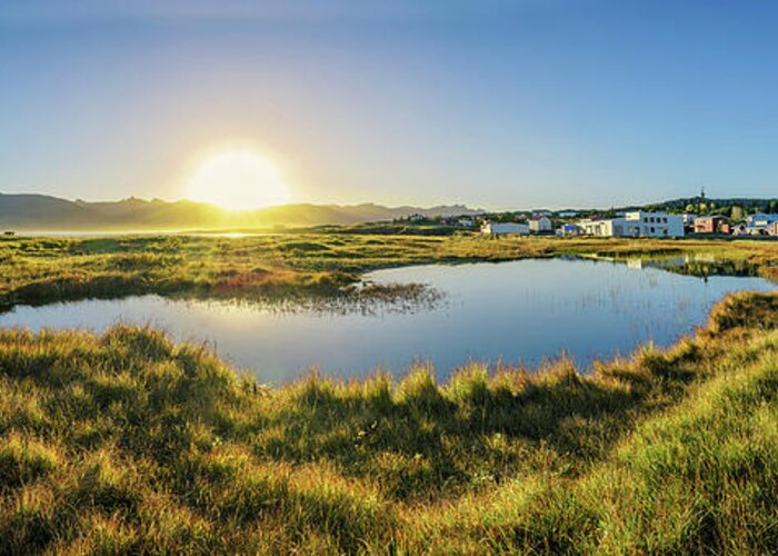 Photography Greeting Card featuring the photograph Sunset Over Breiddalsvik, Iceland by Panoramic Images