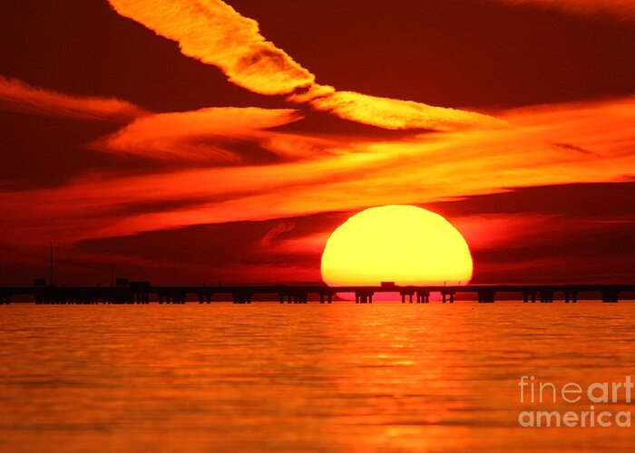 Sunset Greeting Card featuring the photograph Sunset over Causeway by Luana K Perez