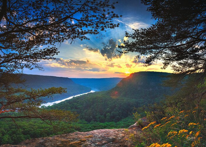 Chattanooga Greeting Card featuring the photograph Sunset Over Edwards Point by Steven Llorca
