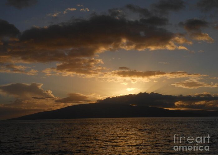 Hawaii Greeting Card featuring the photograph Sunset over Lanai by Fred Wilson