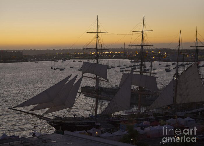 Ships Greeting Card featuring the photograph Sunset over the Tall Ships by Brenda Kean
