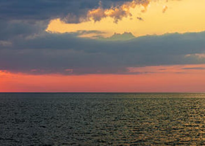 Sky Greeting Card featuring the photograph Sunset panorama over Atlantic ocean by Elena Elisseeva