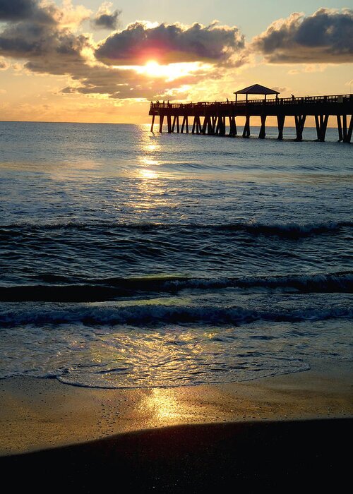 Pier Greeting Card featuring the photograph Sunset Pier by Carey Chen