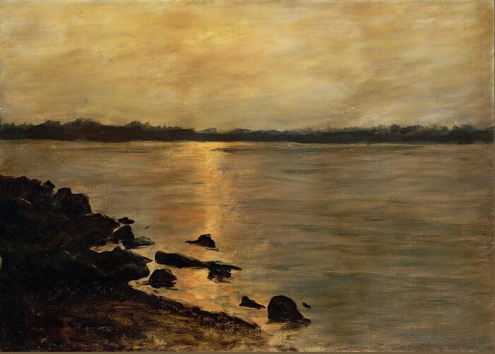 Maryland Greeting Card featuring the painting Sunset River Potomac River Washington Dc Maryland by G Linsenmayer