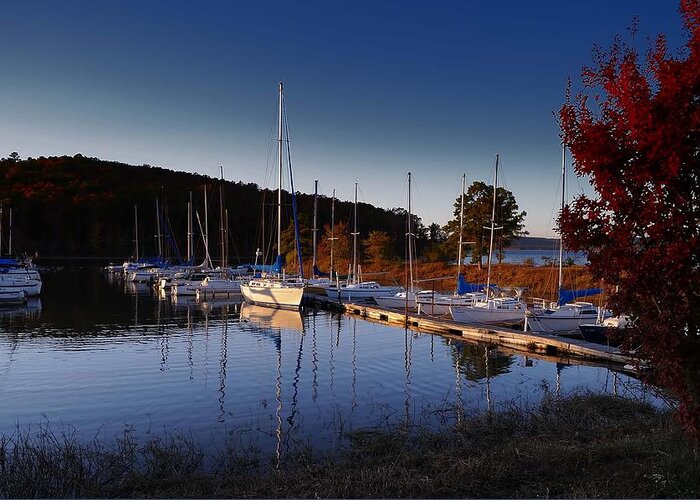 Sunset Greeting Card featuring the photograph Sunset Setting at the Marina by Renee Hardison