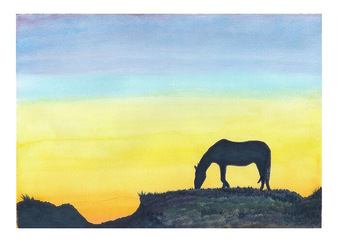 C Sitton Painting Paintings Greeting Card featuring the painting Sunset Silhouette by C Sitton