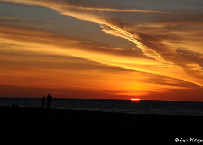 Sunset Greeting Card featuring the photograph Sunset Sliver by Ken Arcia