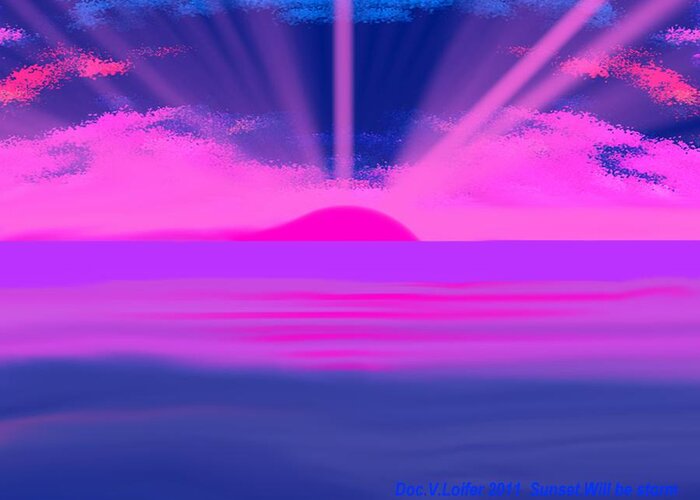 Sun Greeting Card featuring the digital art Sunset.Will be storm by Dr Loifer Vladimir