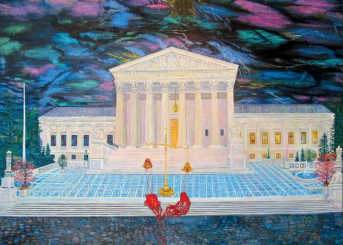 Supreme Court Greeting Card featuring the painting Supreme Court by Mike De Lorenzo