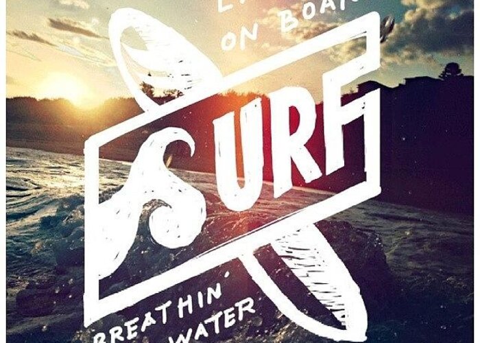 Lettering Greeting Card featuring the photograph Surf. 
livin' On Board. Breathin' In by Ridza MH