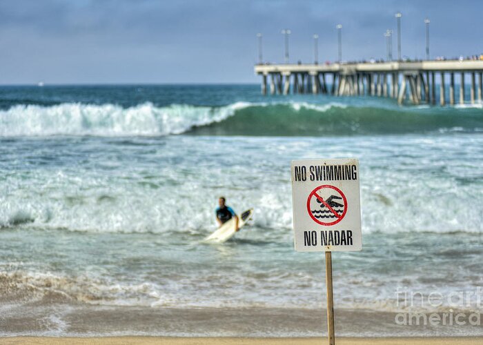 Venice Beach Greeting Card featuring the photograph Surfing Venice Beach CA by David Zanzinger