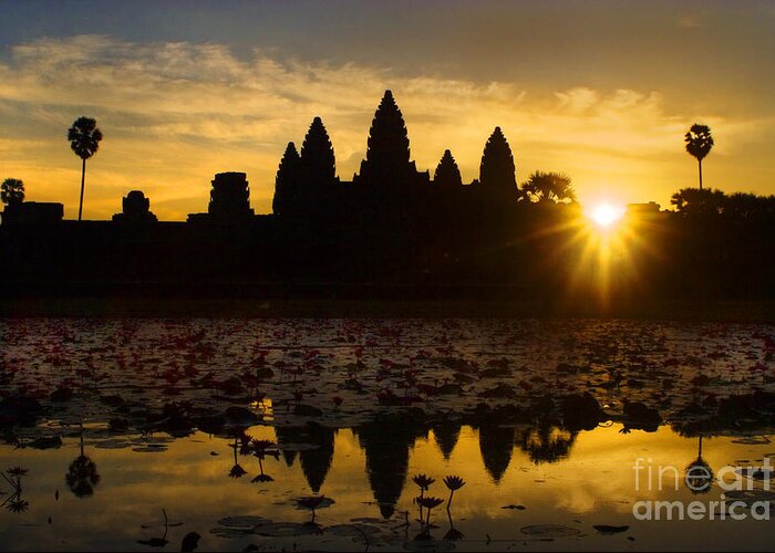 To Travel Greeting Card featuring the photograph Surise at Angkor Wat by Craig Lovell