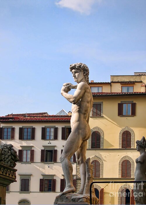 Florence Greeting Card featuring the photograph Surveying the Piazza della Signoria by Brenda Kean