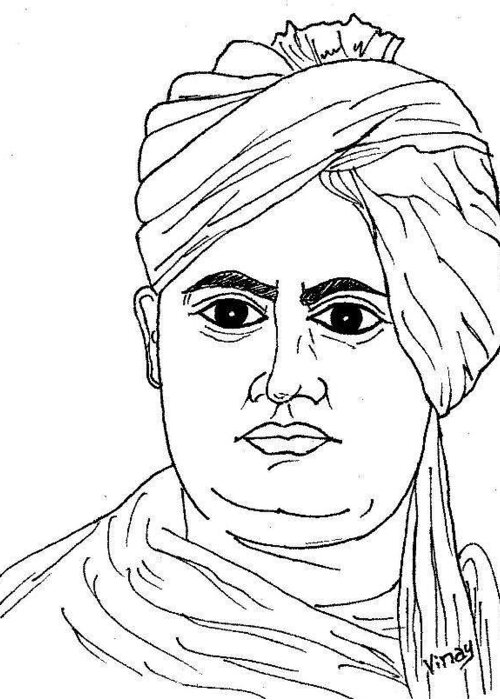 Swami Vivekananda colour sketch | Learning and Creativity - Silhouette